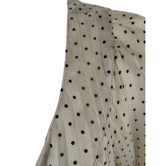 Rebecca Malone Womens 1X Champagne Polka Dot Balloon Plus Size Blouse - Picture 8 of 12